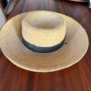 Summer Fridays Tan Straw Hat with Black Band
